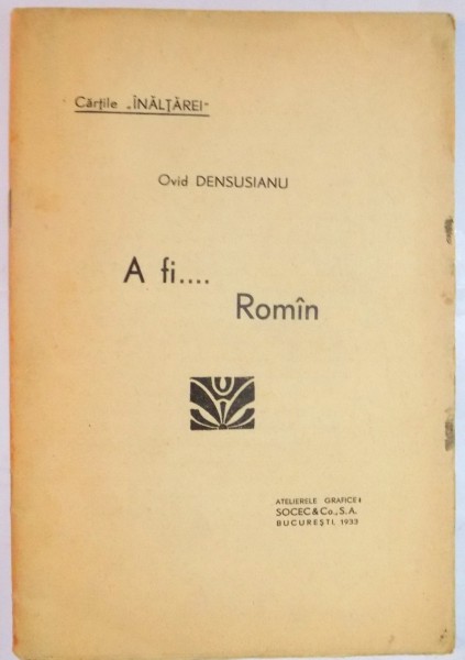 A FI ... ROMAN de OVID DENSUSIANU , 1933