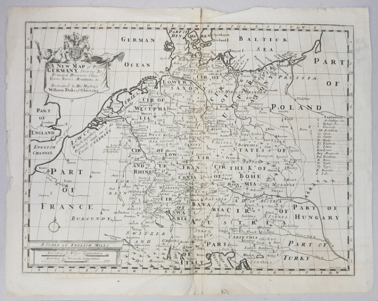 A NEW MAP OF PRESENT GERMANY by EDWARD WELLS , 1738