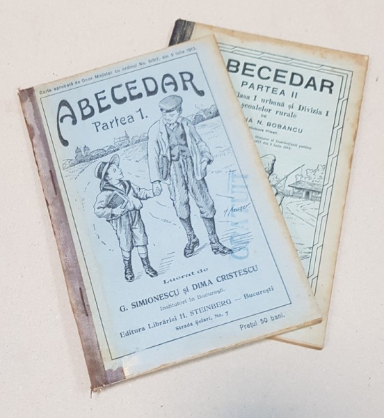 ABECEDAR lucrat de G. SIMIONESCU SI DIMA CRISTESCU, PARTEA I SI PARTEA II - BUCURESTI 1913