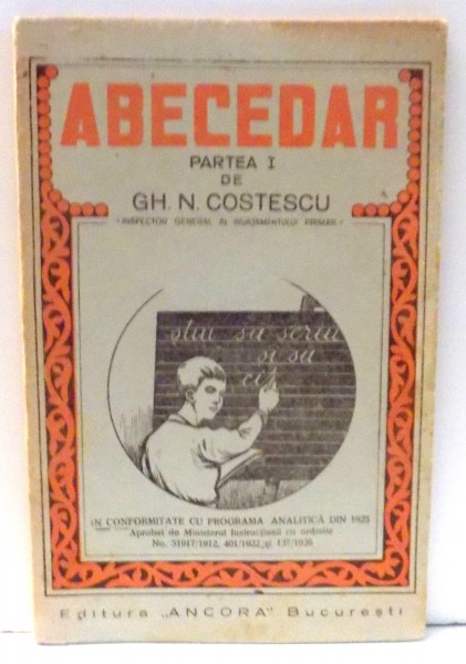 ABECEDAR , PARTEA I DE GH, N. COSTESCU , 1929