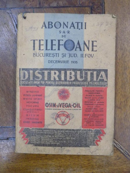 Abonatii  S. A. R. de Telefoane, Bucuresti si jud. Ilfov, Decembrie 1935