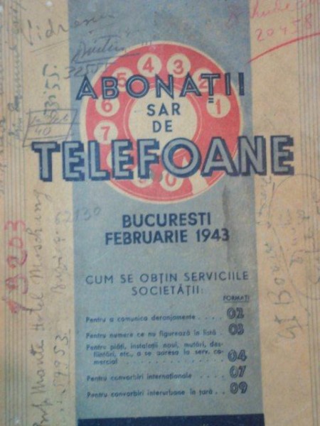 ABONATII TELEFOANE BUCURESTI SI JUD. ILFOV FEBRUARIE 1943