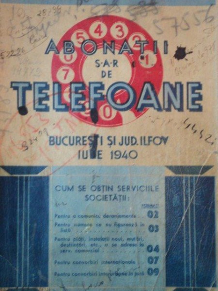 ABONATII TELEFOANE BUCURESTI SI JUD. ILFOV IULIE 1940