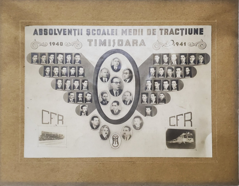 ABSOLVENTII SCOLII MEDII DE TRACTIUNE C.F.R. , TIMISOARA , POZA DE GRUP ,  1940 -1941