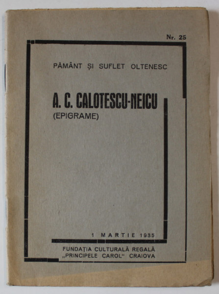 A.C. CALOTESCU-NEICU (EPIGRAME)  1935
