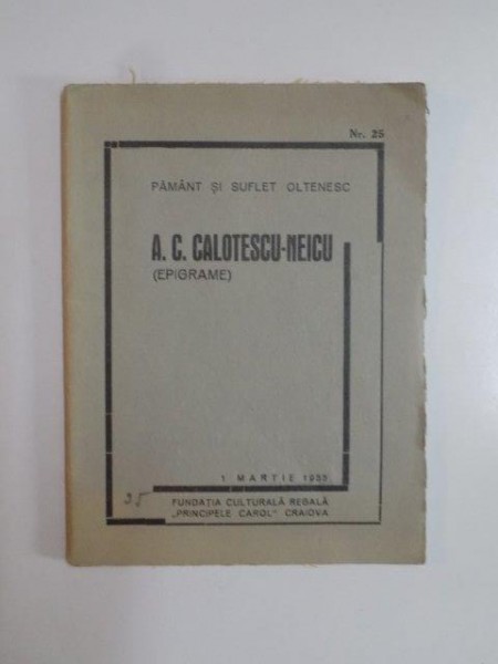 A.C. CALOTESCU-NEICU (EPIGRAME)  1935