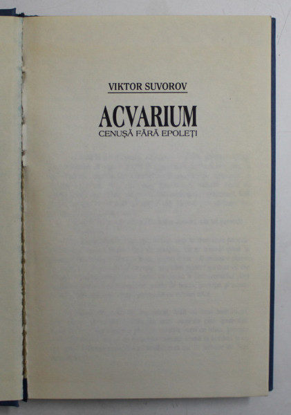 ACVARIUM - CENUSA FARA EPOLETI de VIKTOR SUVOROV