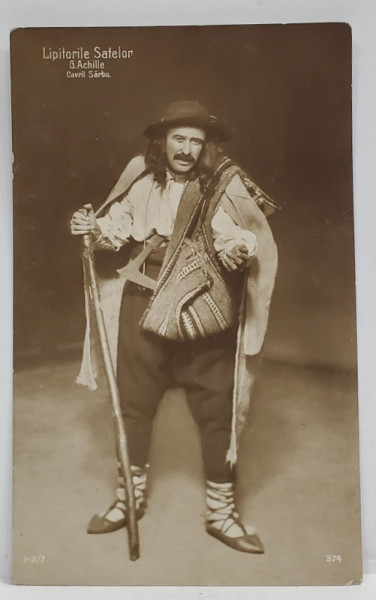 ACTORUL ROMAN G. ACHILLE IN PIESA ' LIPITORILE SATULUI ' , ROLUL GAVRIL SARBU , FOTOGRAFIE TIP CARTE POSTALA , INTERBELICA