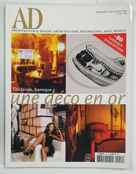 AD , ARCHITECTURAL DIGEST . ARCHITECTURE , DECORATION , ARTS . DESIGN , TEXT IN LIMBA FRANCEZA , DEC. 2005 - JAN. 2006
