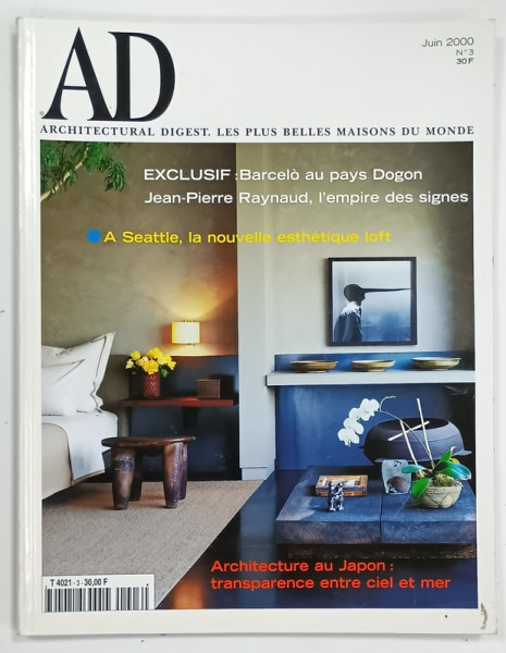 AD , ARCHITECTURAL DIGEST . ARCHITECTURE , DECORATION , ARTS . DESIGN , TEXT IN LIMBA FRANCEZA , JUIN  2000