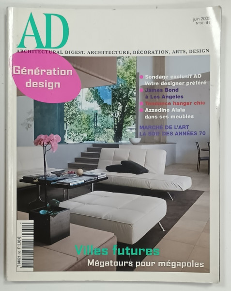 AD , ARCHITECTURAL DIGEST . ARCHITECTURE , DECORATION , ARTS . DESIGN , TEXT IN LIMBA FRANCEZA , JUIN , 2005