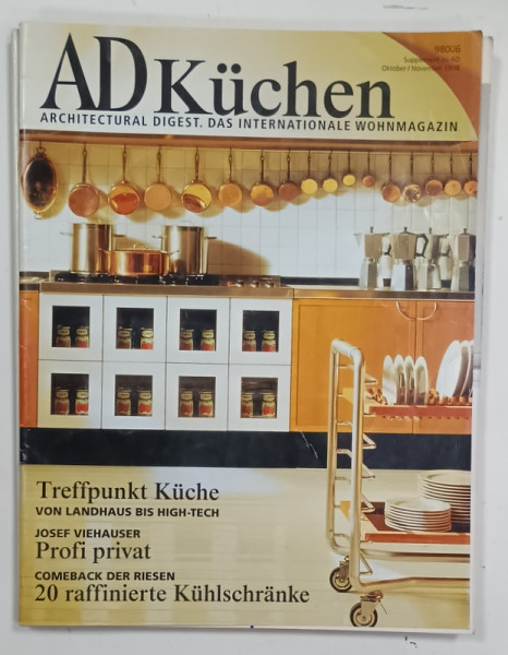 AD , ARCHITECTURAL DIGEST . DAS INTERNATIONALE WOHNMAGAZIN  , EDITIE IN LIMBA GERMANA , OKTOBER / NOVEMBER  1998