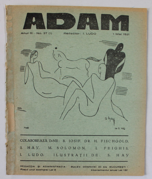ADAM , REVISTA , redactor I. LUDO , NR. 37 ,  1931