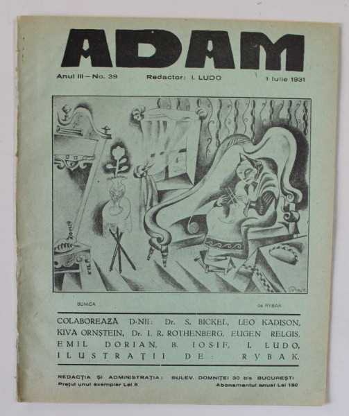 ADAM , REVISTA , redactor I. LUDO , NR. 39 ,  1931