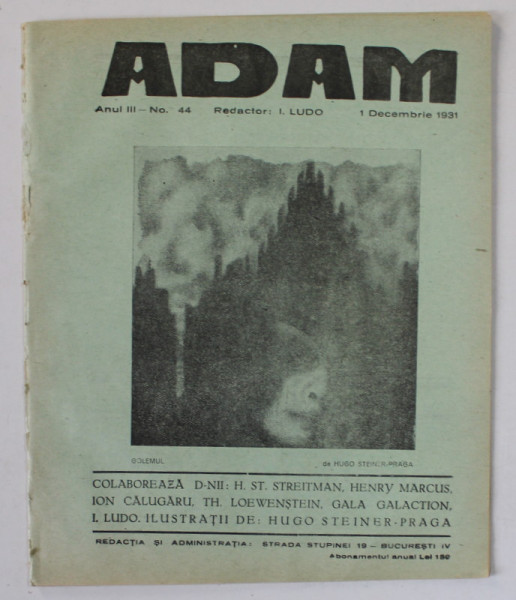 ADAM , REVISTA , redactor I. LUDO , NR. 44 ,  1931