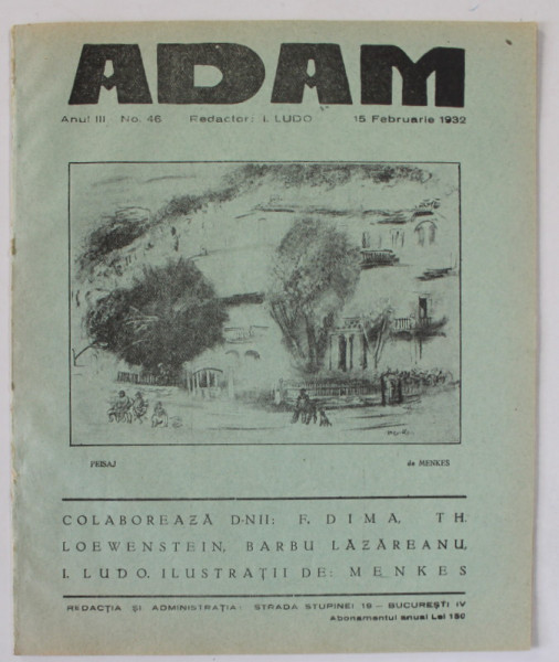 ADAM , REVISTA , redactor I. LUDO , NR. 46 ,  1932