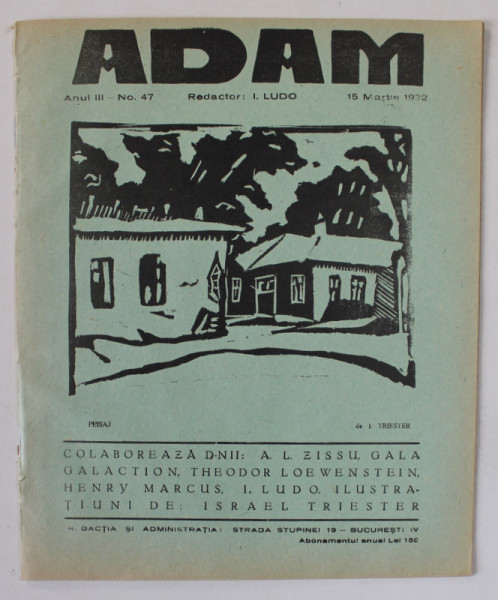 ADAM , REVISTA , redactor I. LUDO , NR. 47 ,  1932