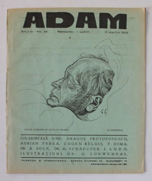 ADAM , REVISTA , redactor I. LUDO , NR. 48 ,  1932