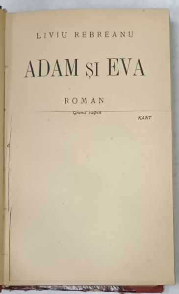 ADAM SI EVA , roman de LIVIU REBREANU , 1925 , EDITIA I *