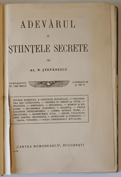 ADEVARUL SI STIINTELE SECRETE ED. a II a  de AL. N. STEFANESCU