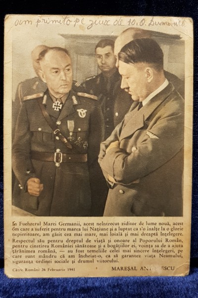 Adolf Hitler si Maresalul Antonescu - Carte postala militara