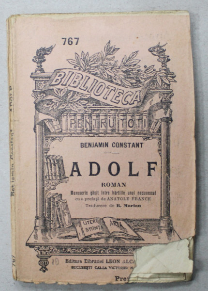 ADOLF , roman de BENJAMIN CONSTANT , CCA. 1900