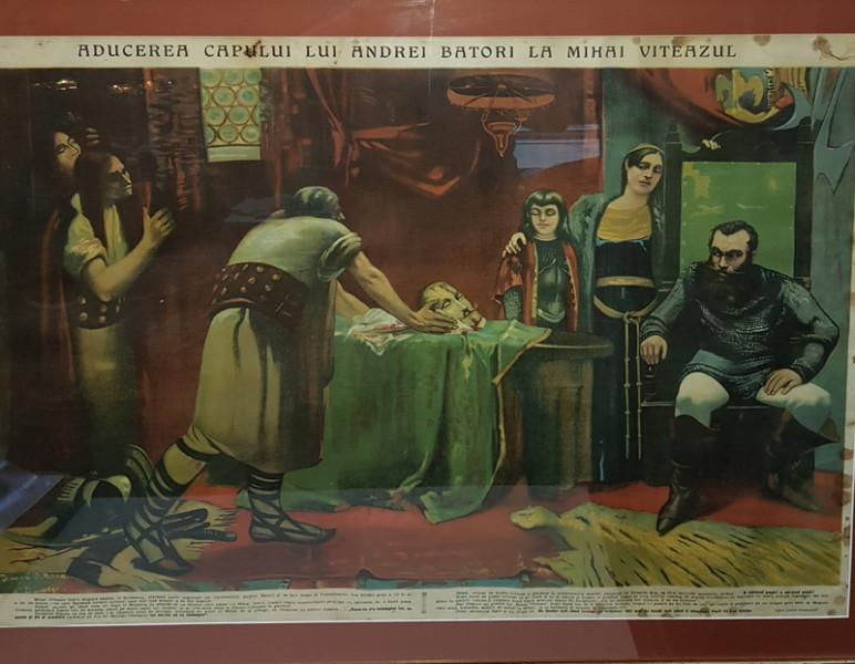 Aducerea Capului lui Andrei Batori la Mihai Viteazul - Cromolitografie dupa C. D. Mirea