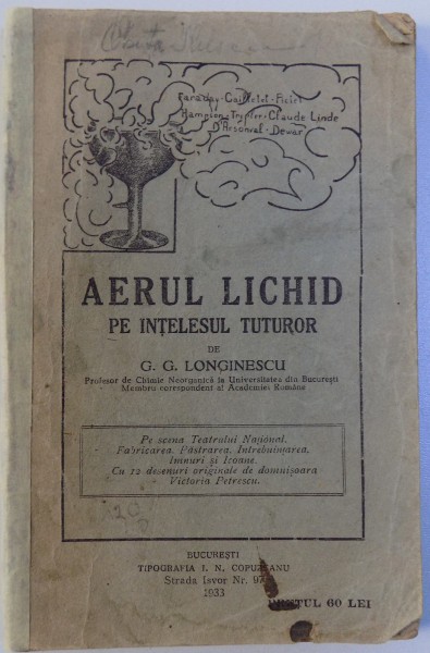 AERUL LICHID PE INTELESUL TUTUROR de G.G. LONGINESCU , 1933