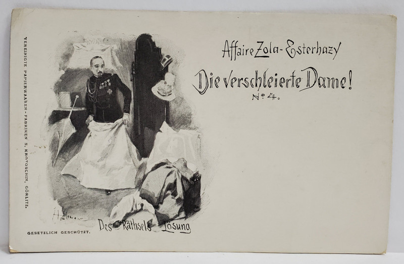 AFFAIRE ZOLA - ESTERHAZY , DIE VERSCHLEIERTE DAME ! ( DOAMNA CU VAL   ) , CARTE POSTALA , CLASICA