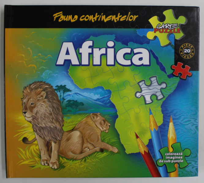 AFRICA  , SERIA  FAUNA CONTINENTELOR  , CARTE PUZZLE , text GHEORGHE POSTOLACHE , pictor EUGEN VEREBCEANU , 2007
