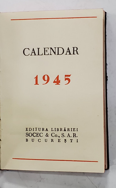 AGENDA CALENDAR , 1945 , FORMAT DE BUZUNAR