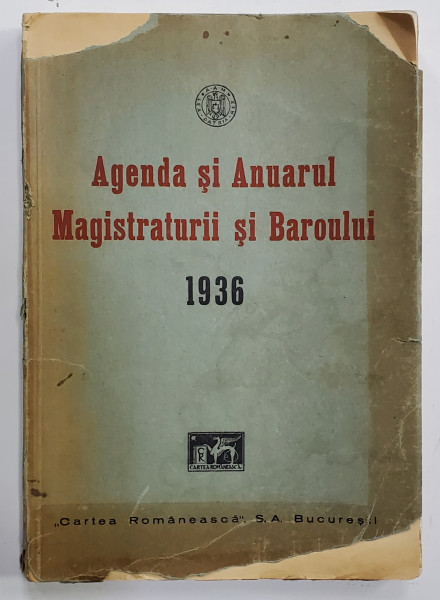 AGENDA SI ANUARUL MAGISTRATURII SI BAROULUI 1936