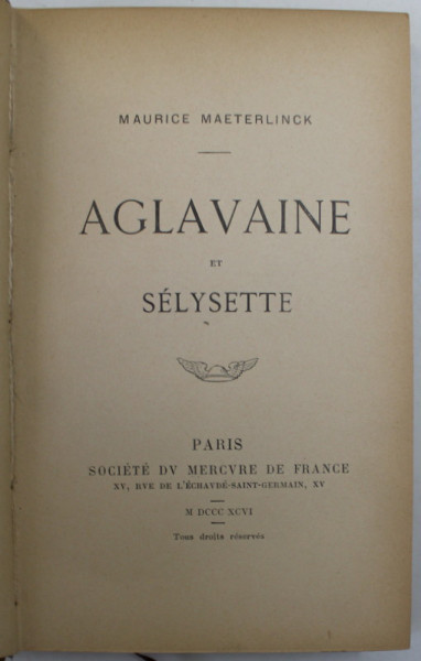 AGLAVAINE et SELYSETTE par MAURICE MAETERLINCK , 1896
