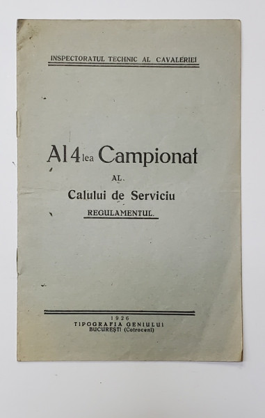 AL 4 LEA CAMPIONAT AL CALULUI DE SERVICIU , REGULAMENTUL , 1926