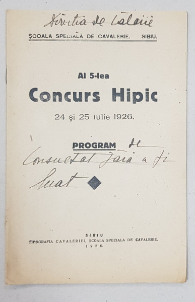 AL 5-lea Concurs Hipic - Sibiu, 1926