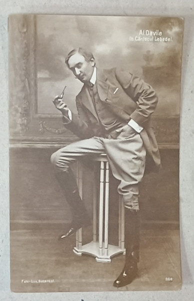 AL. DAVILA IN PIESA ' CANTECUL LEBEDEI ' , FOTO LUX - BUCURESTI ,  FORMAT CARTE POSTALA , INCEPUT DE SEC. XX
