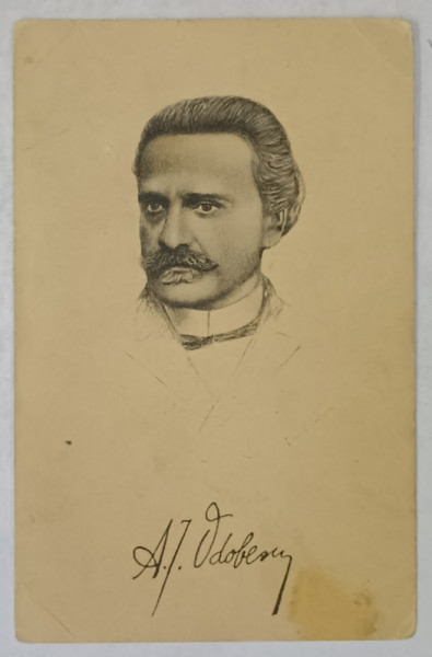 AL . ODOBESCU , PORTRET , CU SEMNATURA REPRODUSA , GRAFICA , PERIOADA INTERBELICA