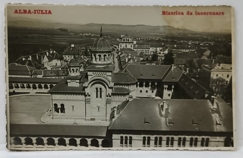 ALBA IULIA , BISERICA DE INCORONARE , FOTOGRAFIE AERIANA , FORMAT CARTE POSTALA , ANII '20