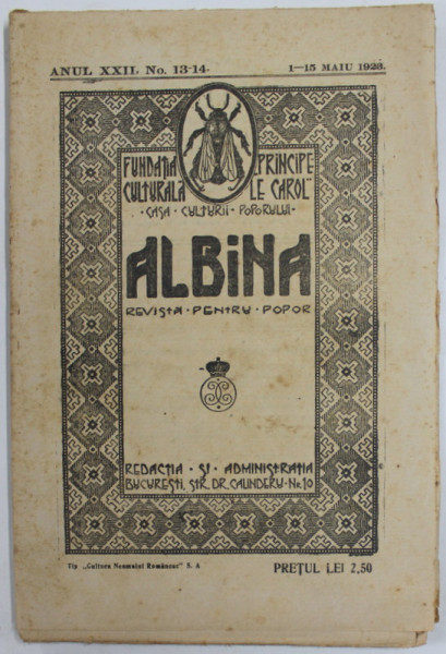 ALBINA , REVISTA PENTRU POPOR , ANUL XXII , NR. 13-14 , 1- 15 MAI , 1928