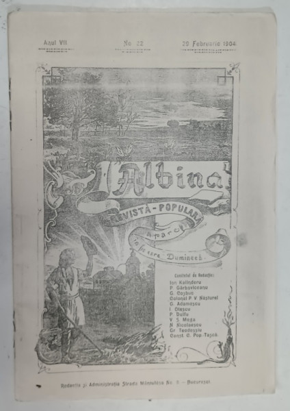 ALBINA , REVISTA POPULARA , APARE IN FIECARE DUMINICA , NR. 22 , 29 FEBRUARIE 1904