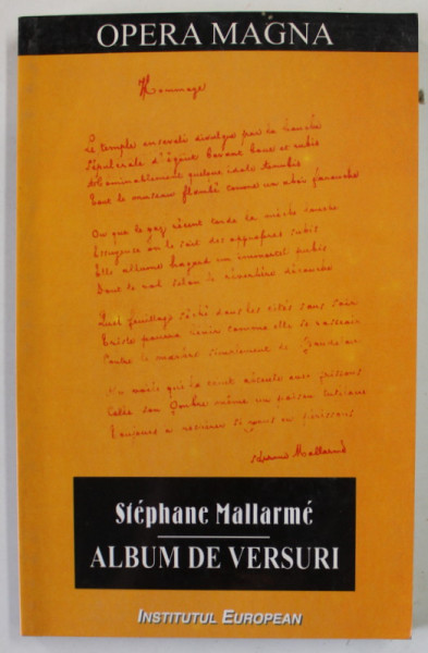 ALBUM DE VERSURI de STEPHANE MALLARME , traducere de SERBAN FOARTA , 2002