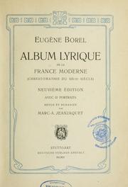 ALBUME LYRIQUE DE LA FRANCE MODERNE, EUGENE BOREL, STUTTGART, 1904