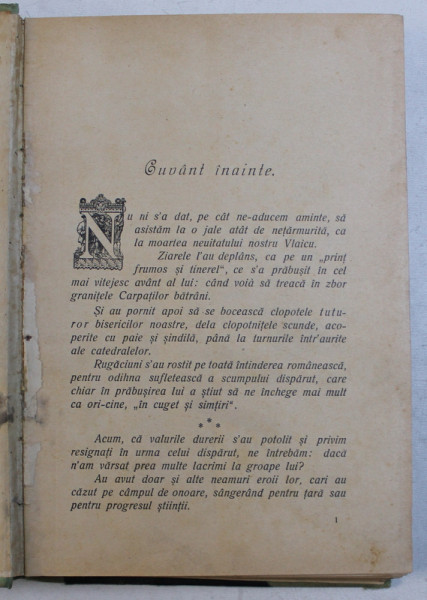 ALBUMUL VLAICU  - PAGINI DE INCHINARE  de AL . CIURA , 1914 , LIPSA PAGINA DE TITLU*