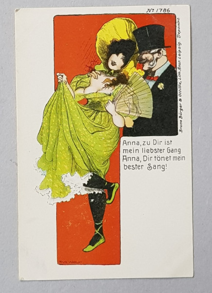 ALEGORIE EROTICA GERMANA , CARTE POSTALA ILUSTRATA , CROMOLITOGRAFIE , CLASICA