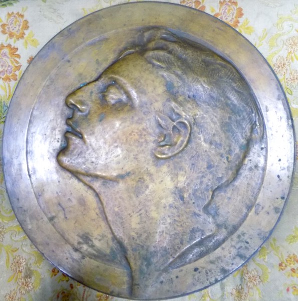 ALEXANDRU CALINESCU ,  ALEGORIE , BASORELIEF  BRONZ SEMNAT