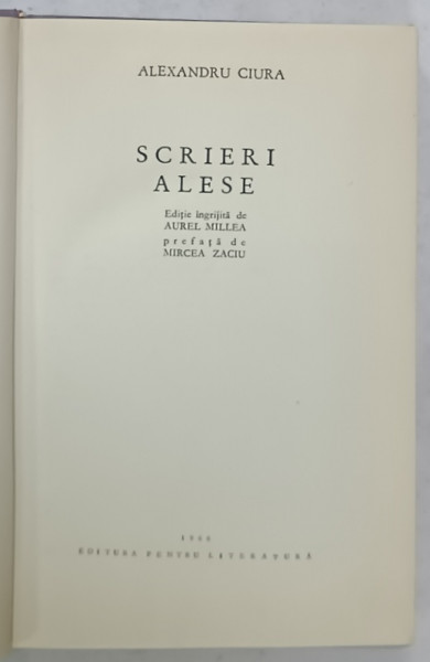 ALEXANDRU CIURA , SCRIERI ALESE , 1966
