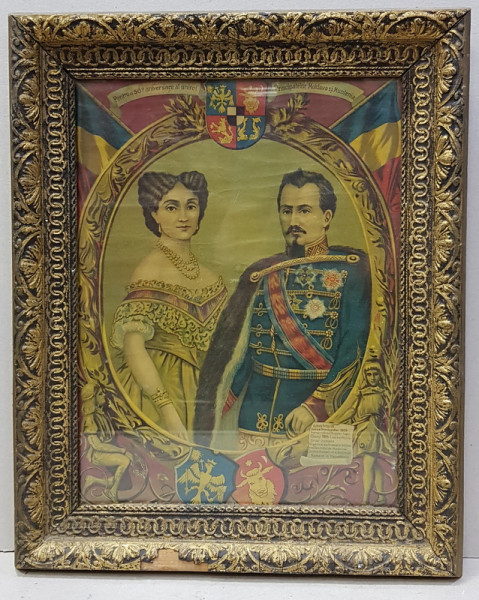 Alexandru Ioan Cuza si Doamna Elena - Cromolitografie, 1909