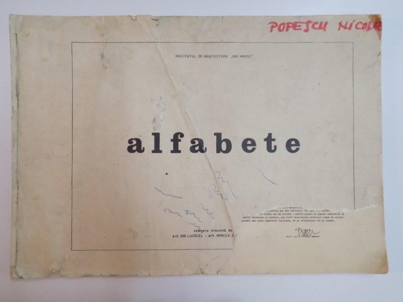 ALFABETE de ION LUCACEL , MIRCEA STANCULESCU, 1963