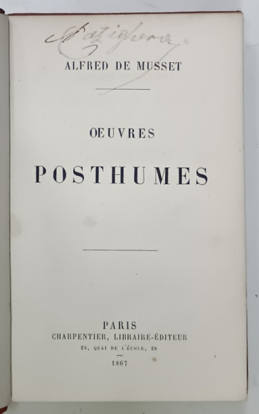 ALFRED DE MUSSET , OEUVRES POSTHUMES , 1867