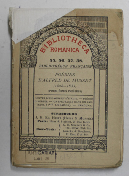 ALFRED  DE MUSSET - POESIES 1828 - 1833 , PREMIERES POESIES , ANII '20